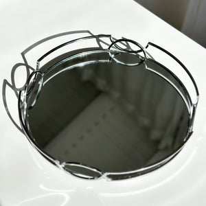 Round Geometric Mirrored Tray