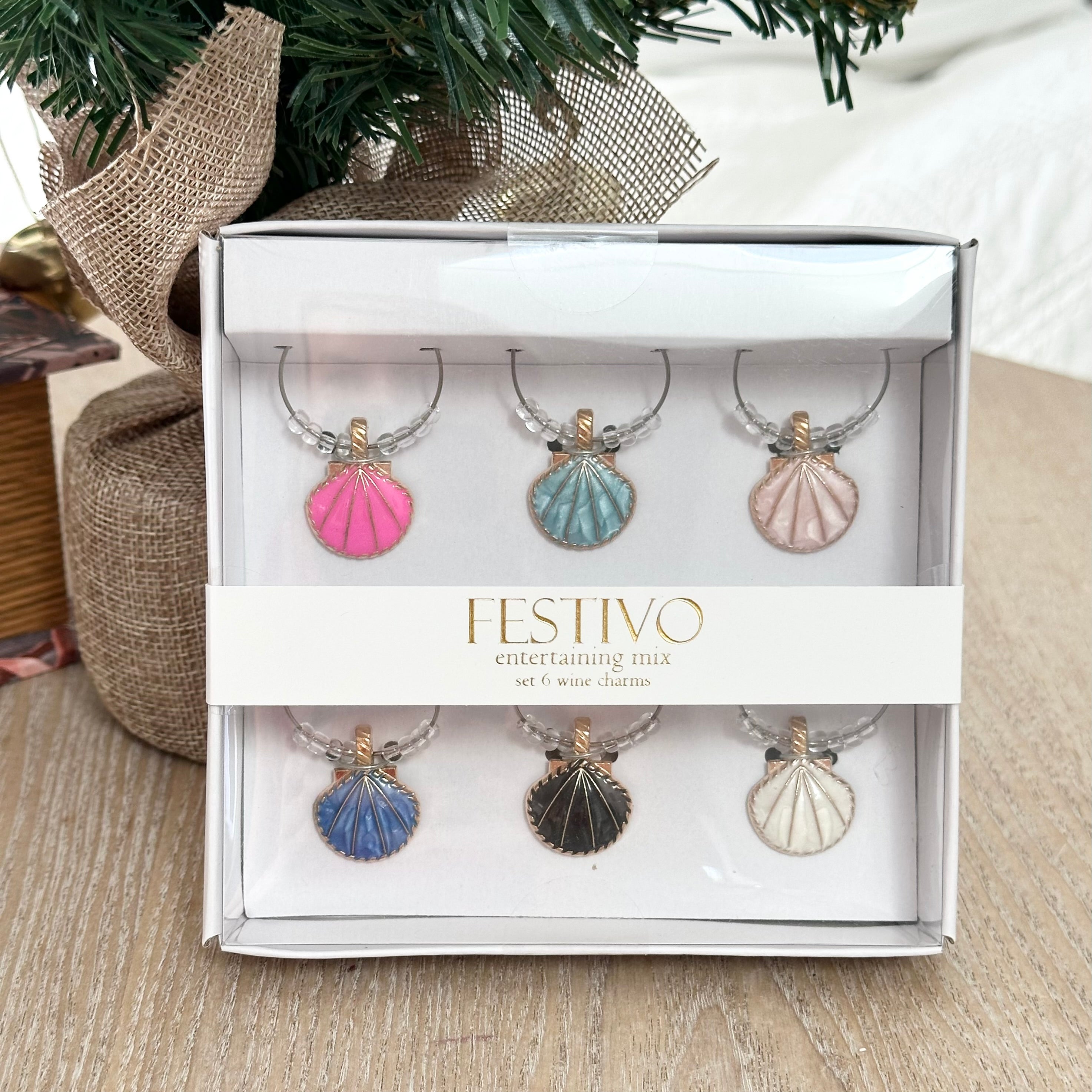 Clam Shell Wine Charms