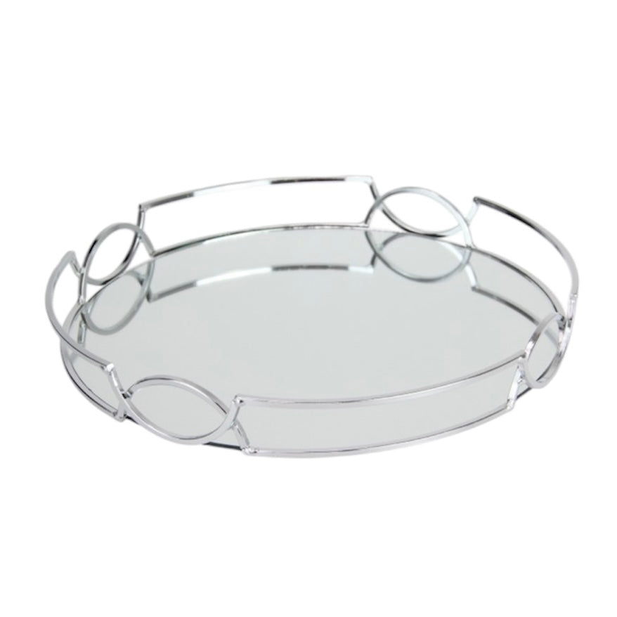 Round Geometric Mirrored Tray