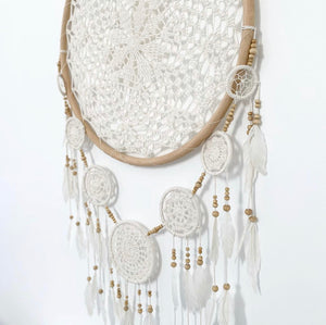 Rattan/White Macrame Dream Catcher