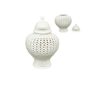 White Filigree Ginger Jar