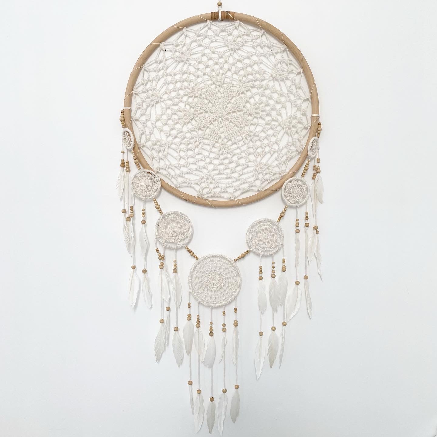 Rattan/White Macrame Dream Catcher