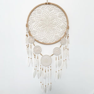 Rattan/White Macrame Dream Catcher